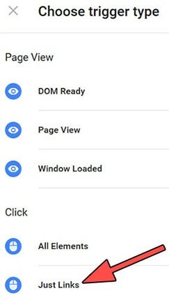 Google Tag Manager - Trigger Type Just Links